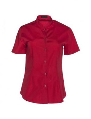Camisa trabajo mujer cuello mao roja