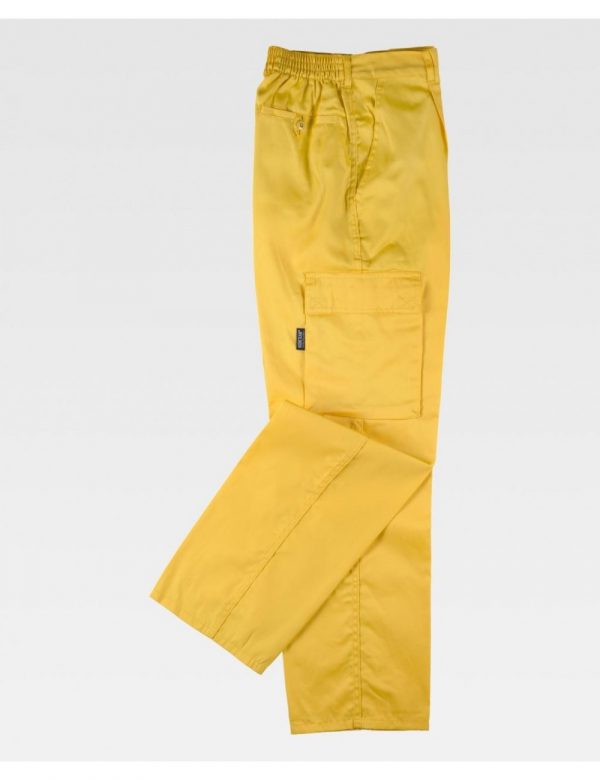 Pantalón de trabajo recto con cinco bolsillos amarillo limón