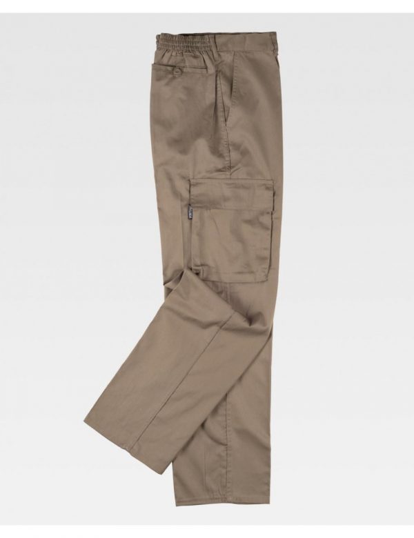 Pantalón de trabajo recto con cinco bolsillos color arena