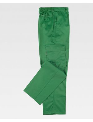 Pantalón de trabajo verde, recto con cinco bolsillos.
