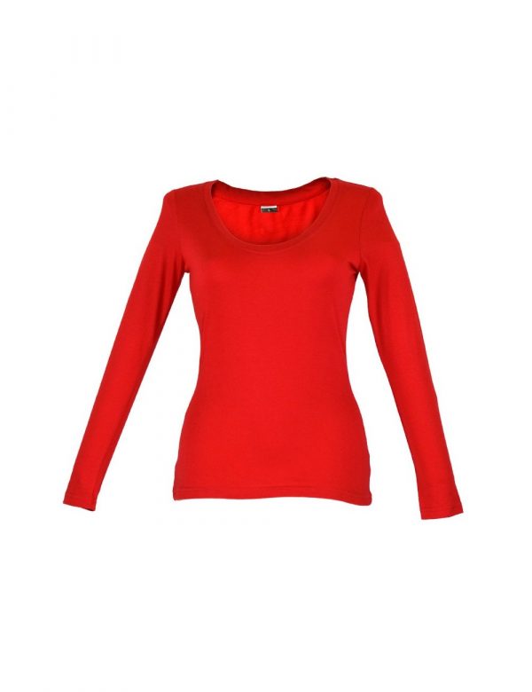 Camiseta mujer manga larga roja